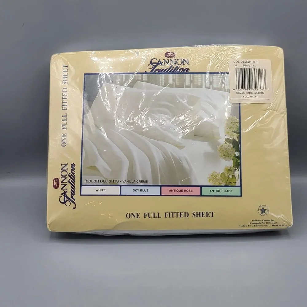 Cannon Tradition Full Fitted Sheet White Vanilla Creme Vintage Sealed
